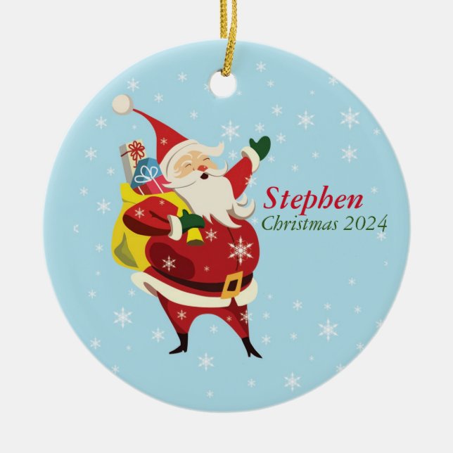 Personalised Santa Ornament Name and Year (Front)
