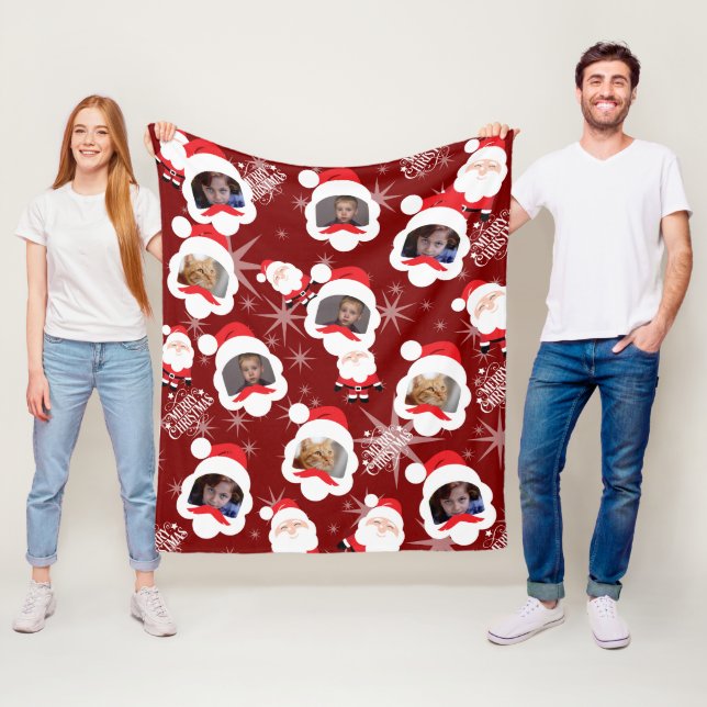 Personalised Santa Photo Collage Fleece Blanket (In Situ)
