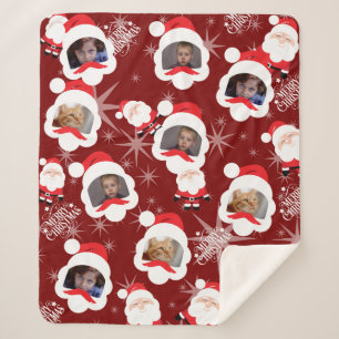Personalised Santa Photo Collage Sherpa Blanket