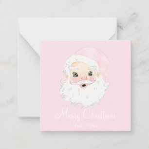 Personalised Santa Pink Hat Preppy Watercolor Card
