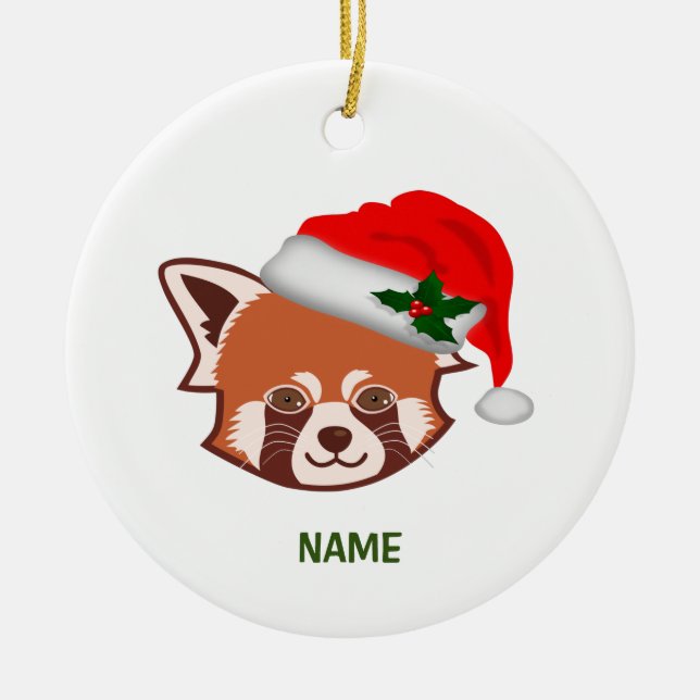 Personalised "Santa Red Panda" Christmas Ornament (Front)