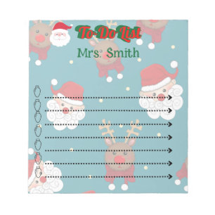 Personalised Santa Reindeer Christmas To-Do List Notepad
