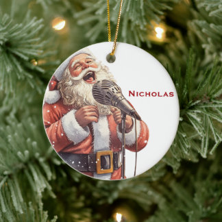 Personalised Santa Singing Ceramic Ornament