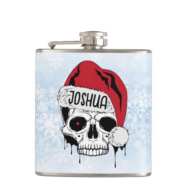 Personalised Santa Skull Hip Flask (Front)