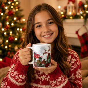 Personalised Santa Sleigh and Reindeer Christmas Coffee Mug
