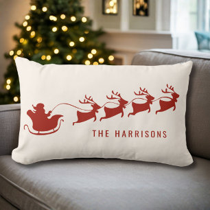 Personalised Santa Sleigh Christmas Lumbar Cushion