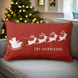 Personalised Santa Sleigh Christmas Lumbar Cushion