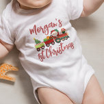 Personalised Santa Train Baby's First Christmas Baby Bodysuit<br><div class="desc">Celebrate your baby's first Christmas with this super cute Santa Train design that you can personalise with their name.</div>