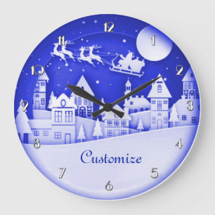 Personalised Santa Winter Village Large Clock