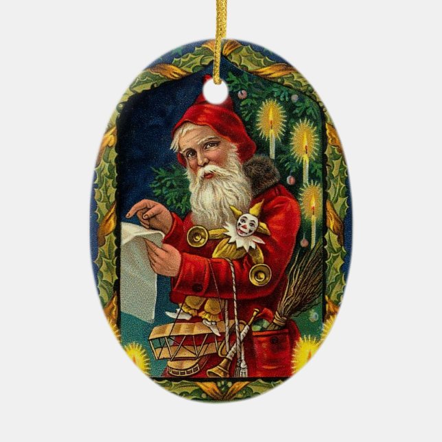Personalised Santa with Jester Christmas Ornament (Front)