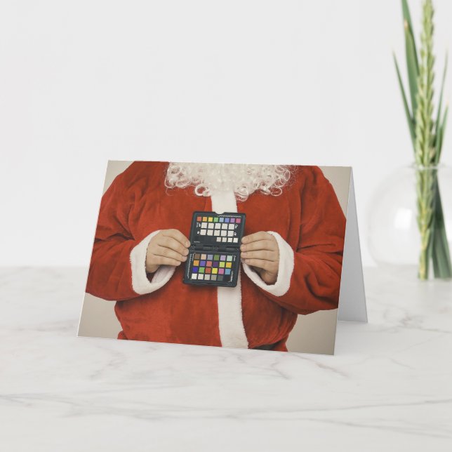 Personalised Santa with Makeup Palette Holiday Card (Front)