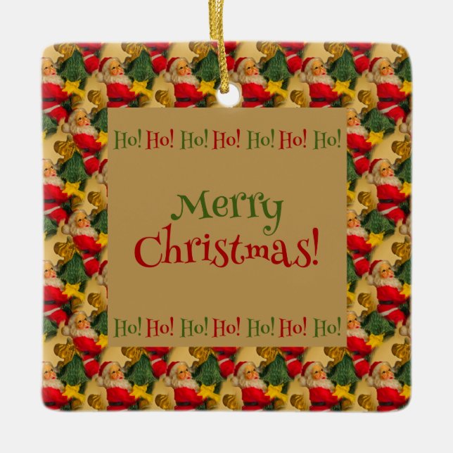 Personalised Santa's Christmas Greetings Ceramic Ornament (Front)