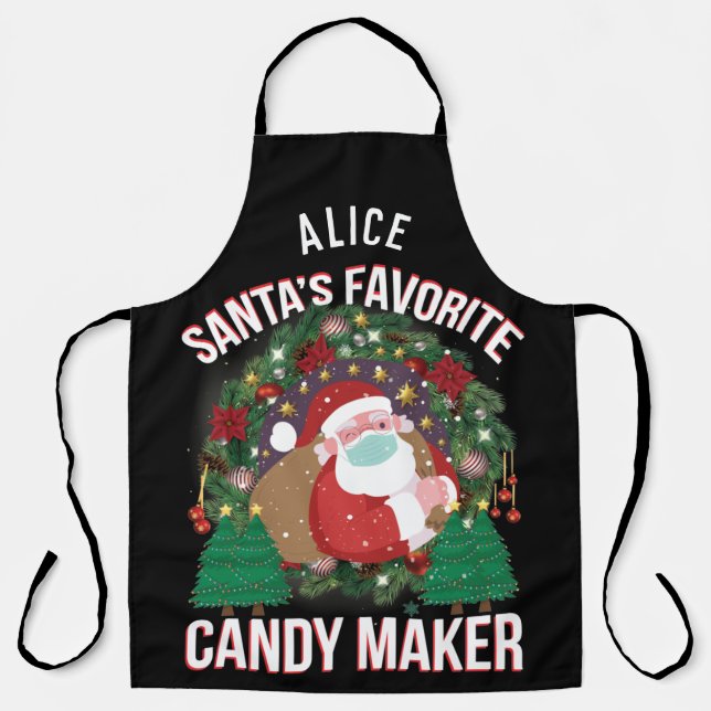 Personalised Santa's Favourite Candy Maker Apron (Front)