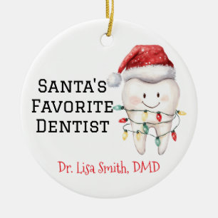 Personalised Santa's Favourite Dentist Ceramic Ornament