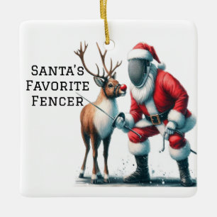 Personalised Santa's Favourite Fencer Ceramic Ornament