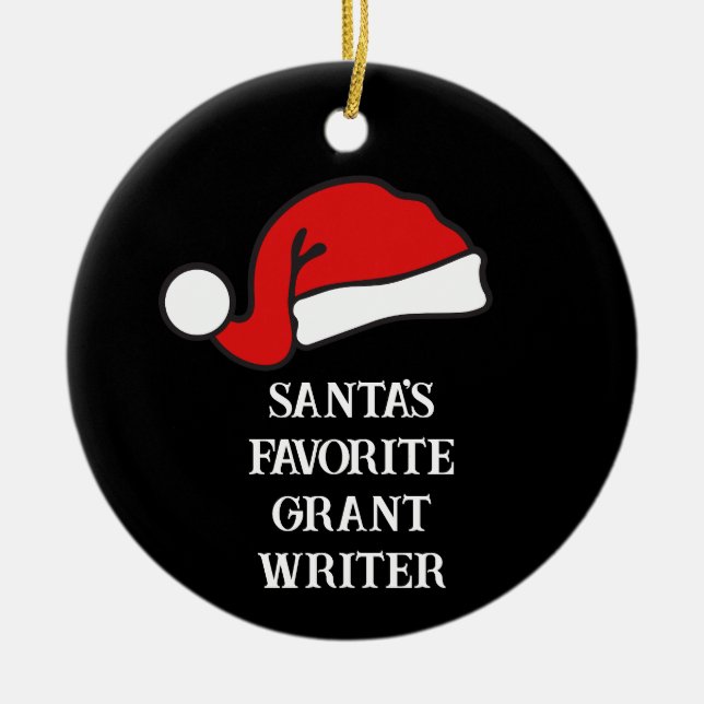 Personalised Santa's Favourite Grant Writer Ceramic Ornament (Front)