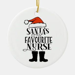 Personalised Santa's Favourite Nurse  Ceramic Ornament