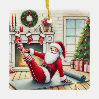 Personalised Santa's Favourite Pilates Instructor Ceramic Ornament
