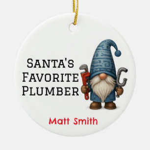 Personalised Santa's Favourite Plumber/Handyman Ceramic Ornament