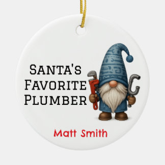 Personalised Santa's Favourite Plumber/Handyman Ceramic Ornament