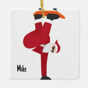 Personalised Santa's Favourite Skateboarder Ceramic Ornament