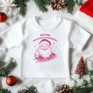 Personalised Santa's Favourite Troublemaker T-Shir Baby T-Shirt