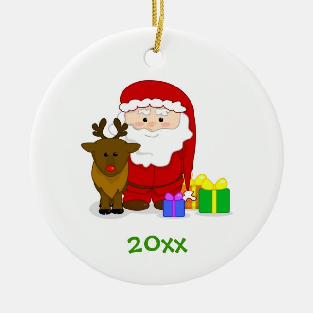 Personalised Santa's Nice List Ornament w/Rudolph (Front)