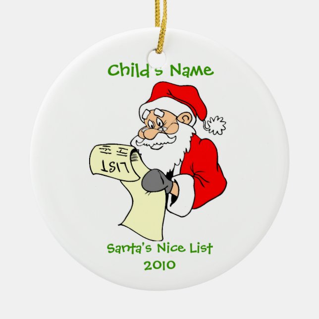 Personalised Santa's Nice List Tree Ornament (Front)