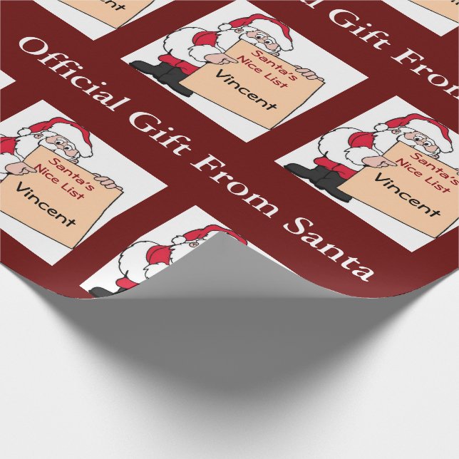 Personalised Santa's Nice List Wrapping Paper (Corner)