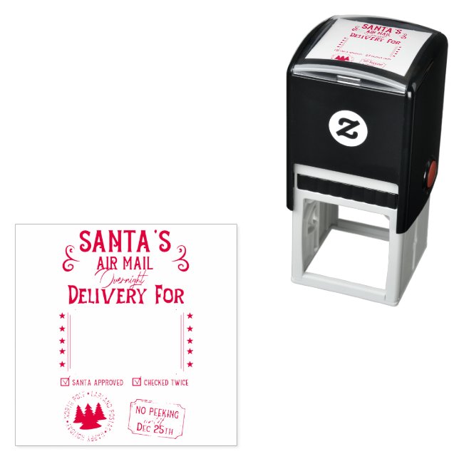 Personalised Santa's Overnight Delivery  Self-inking Stamp (In Situ)