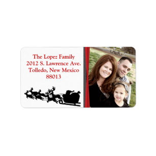 Personalised Santas Sleigh Silhouett Mailing Label