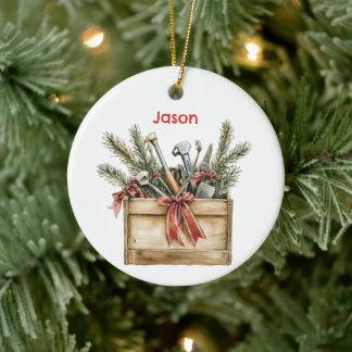 Personalised Santa's Toolbox/Tool Chest Ceramic Ornament