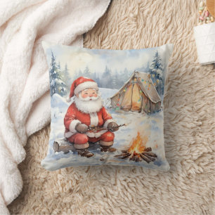 Personalised Santa's Winter Camping Christmas Cushion