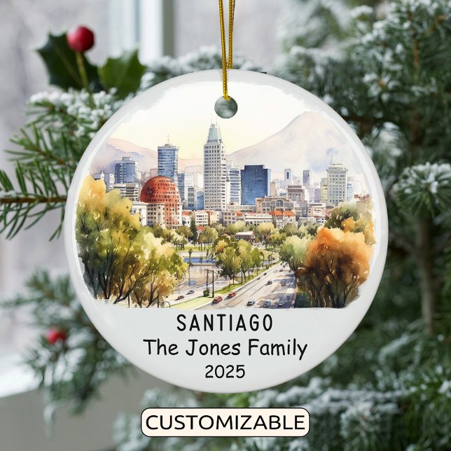 Personalised Santiago Ornament, Chile Ceramic Ornament (Creator Uploaded)