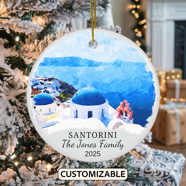 Personalised Santorini Ornament, Greece Ceramic Ornament (Creator Uploaded)