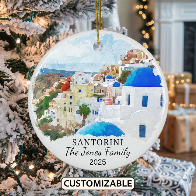 Personalised Santorini Ornament, Greece Gift Ceramic Ornament (Creator Uploaded)