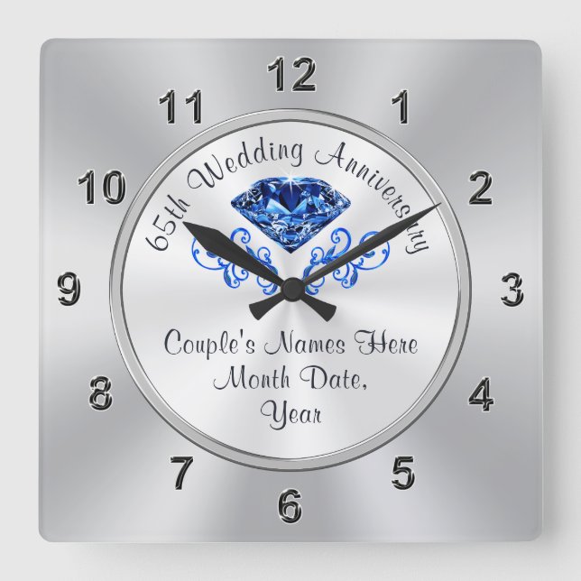 Personalised Sapphire 65th Anniversary Gifts CLOCK (Front)