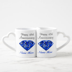 Personalised Sapphire Anniversary Gift Ideas Coffee Mug Set