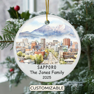 Personalised Sapporo Ornament, Japan Ceramic Ornament
