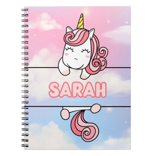 Personalised Sarah Unicorn Girlie Notebook (Front)