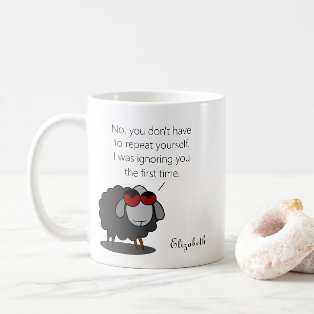 Personalised Sarcasm Funny Ignore You Humour Witty Coffee Mug (With Donut)