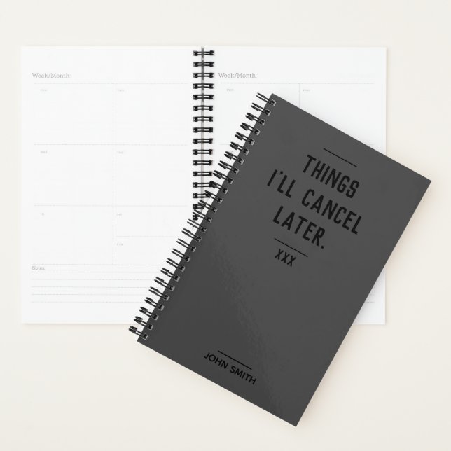 Personalised Sarcastic Grey Planner for Introverts (Display)