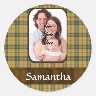 Personalised Saskatchewan tartan plaid Classic Round Sticker