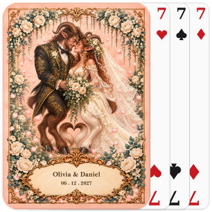Personalised Satyr Bride and Groom Wedding Favour Playing Cards
