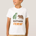 Personalised Saurus T Shirt<br><div class="desc">Celebrate the ultimate dinosaur t shirt with our exclusive "Personalised Saurus" t-shirt! Perfect for,  birthdays,  or just because,  this fun and stylish shirt is designed for the kids of the family.</div>