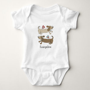Personalised Sausage Dog Dachshund Baby Bodysuit