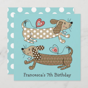 Personalised Sausage Dog Dachshund Birthday Invite