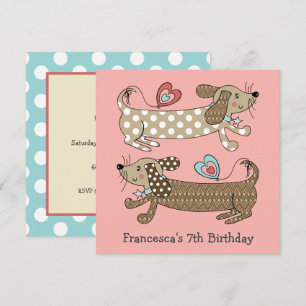 Personalised Sausage Dog Dachshund Birthday Invite