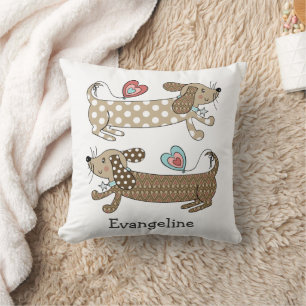 Personalised Sausage Dog Dachshund Throw Cushion