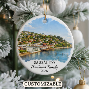 Personalised Sausalito Ornament, Custom California Ceramic Ornament